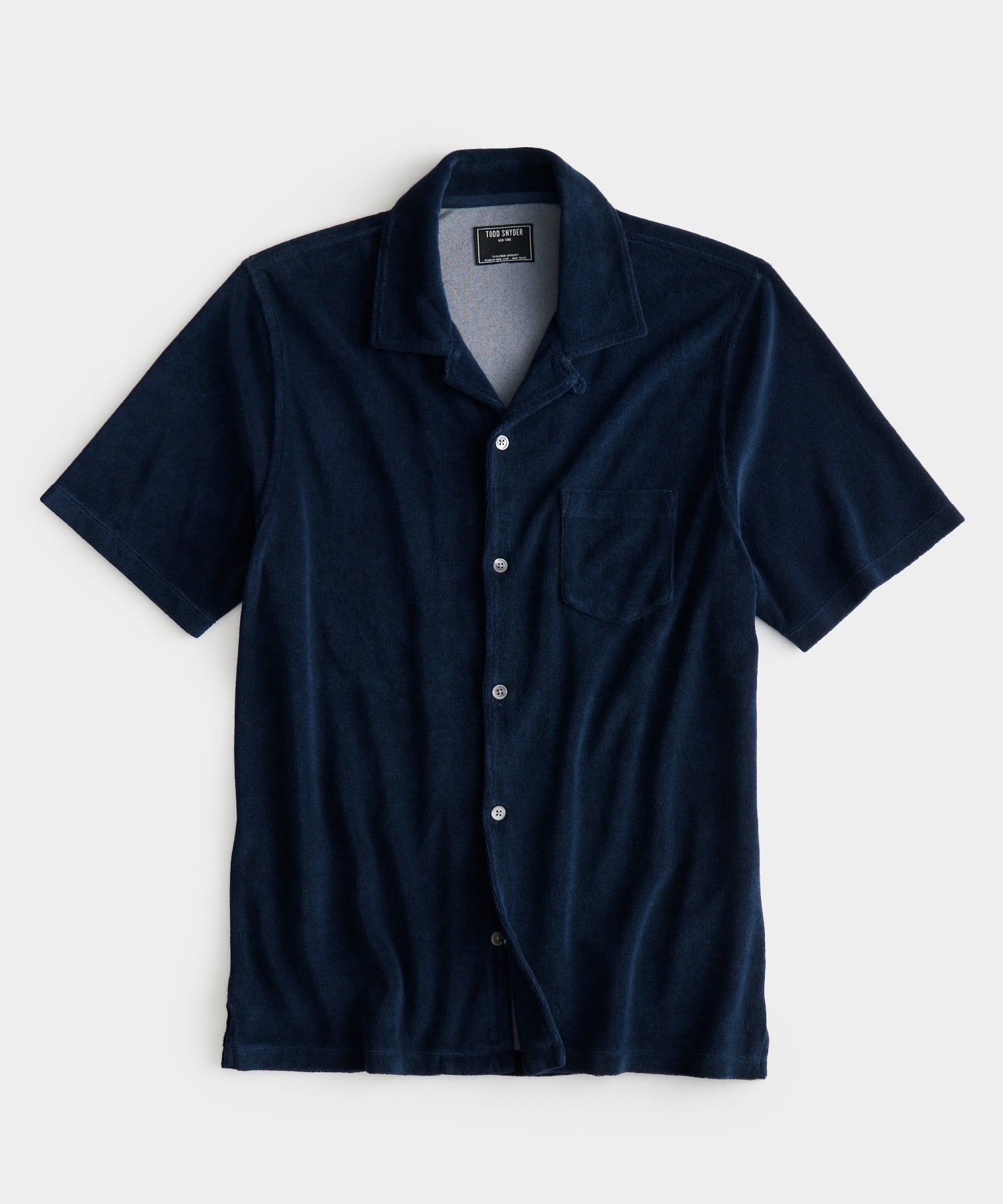 Terry Button-Down Polo in Classic Navy