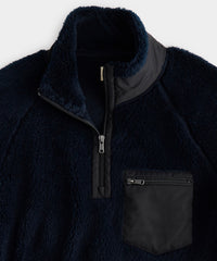 Italian Recycled Fleece Half-Zip Mockneck Jacket in Navy