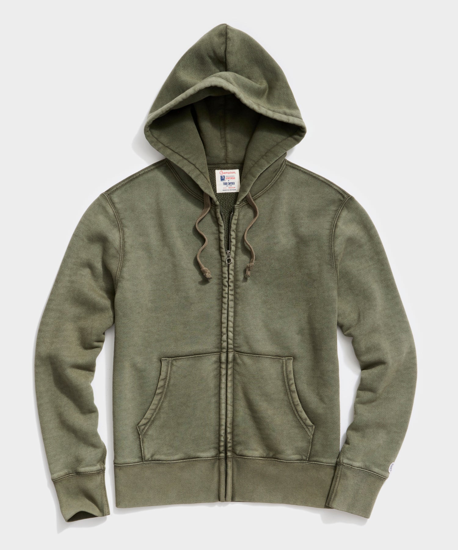 Champion Midweight Full Zip Hoodie in Army Green
