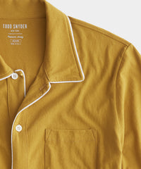 Made in L.A. Montauk Tipped Full Placket Polo in Bitter Gold