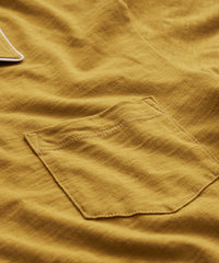 Made in L.A. Montauk Tipped Full Placket Polo in Bitter Gold