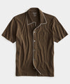 Made in L.A. Montauk Tipped Full Placket Polo in Umber