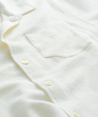 Open-Knit Linen Polo in White