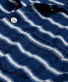 Indigo Slub Jersey Striped Full-Placket Polo