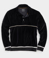 Velour Polo With Piping in Pitch Black