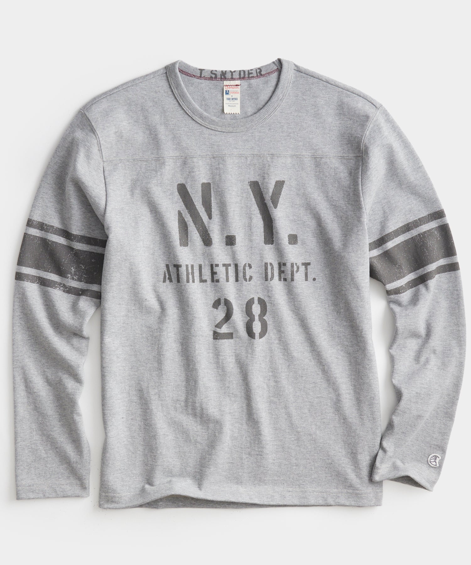 LS NY Athletic Dept. 28 with Sleeve Stripe in Grey Mix