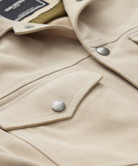Italian Suede Snap Dylan Jacket in Sand