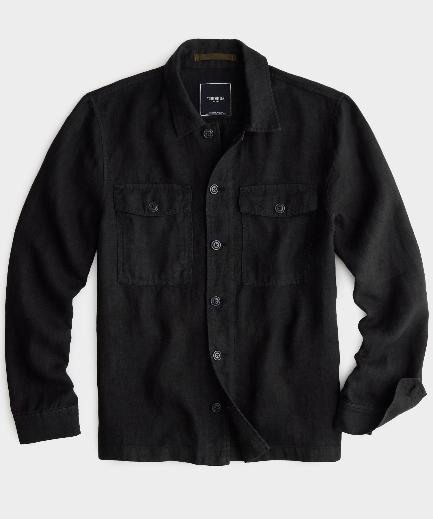 Italian Linen CPO Shirt Jacket in Pitch Black