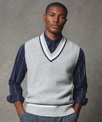 Lambswool Cricket Sweater Vest in Silver Grey