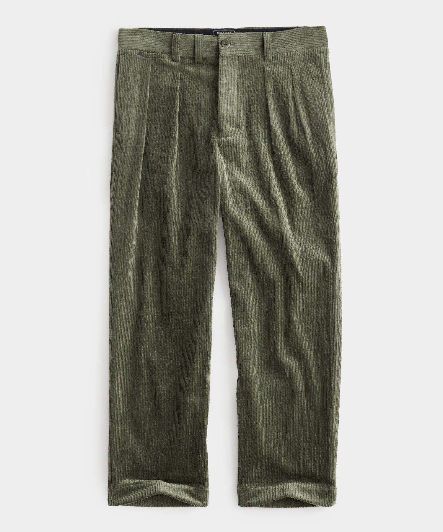 Italian Wide Wale Corduroy Officer Chino in Fatigue