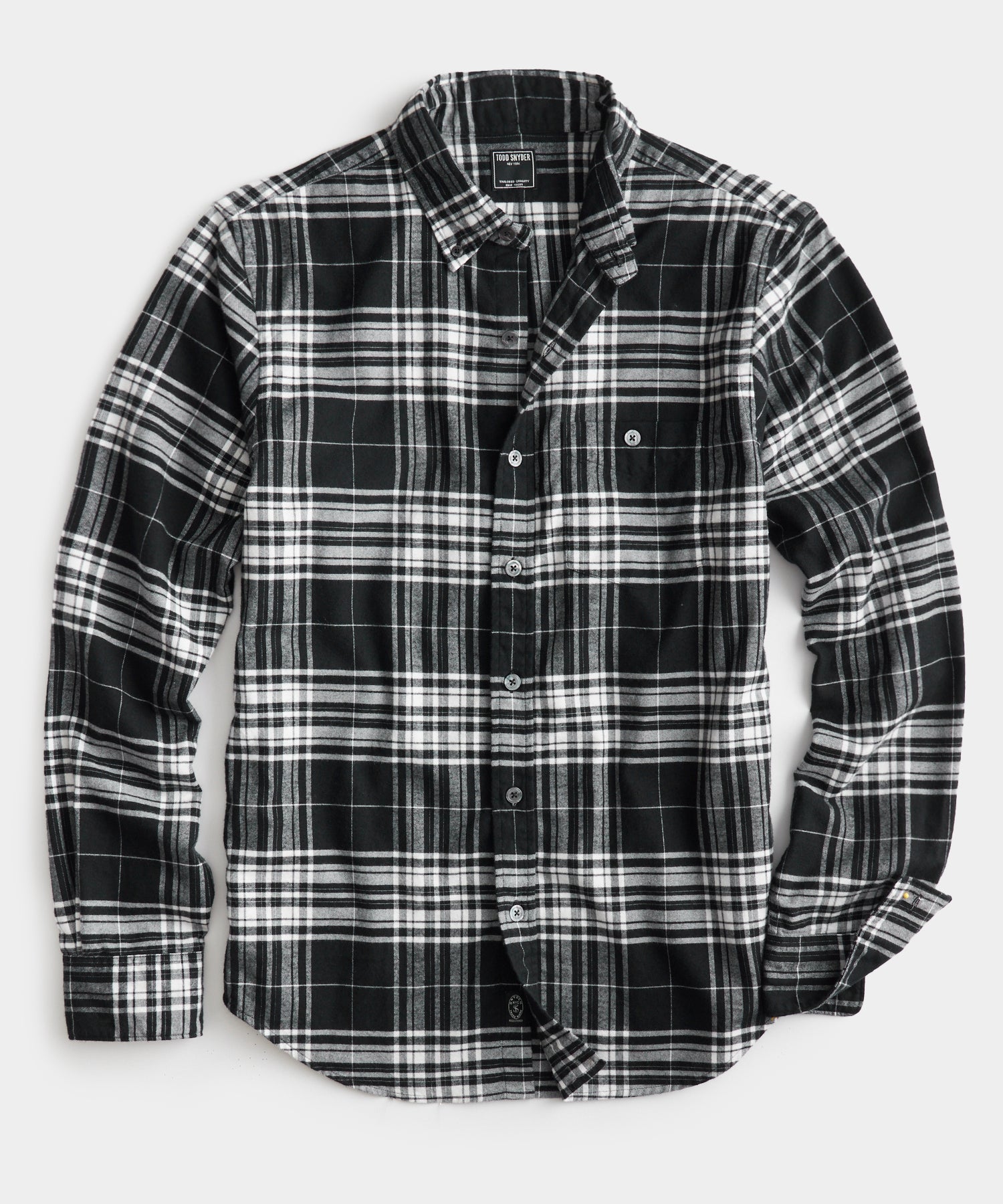 Black Glen Plaid Flannel Button-Down Shirt