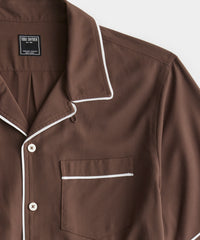 Japanese Tipped Rayon Lounge Shirt in Brown