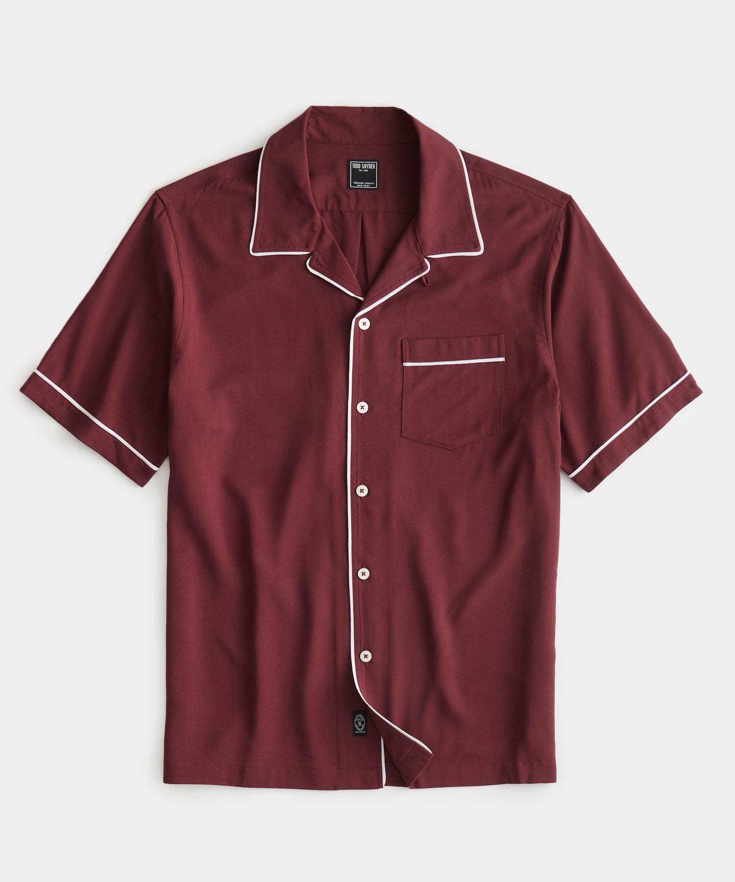 Japanese Tipped Rayon Lounge Shirt in Burgundy
