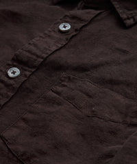 Slim Fit Sea Soft Irish Linen Shirt in Dark Chocolate