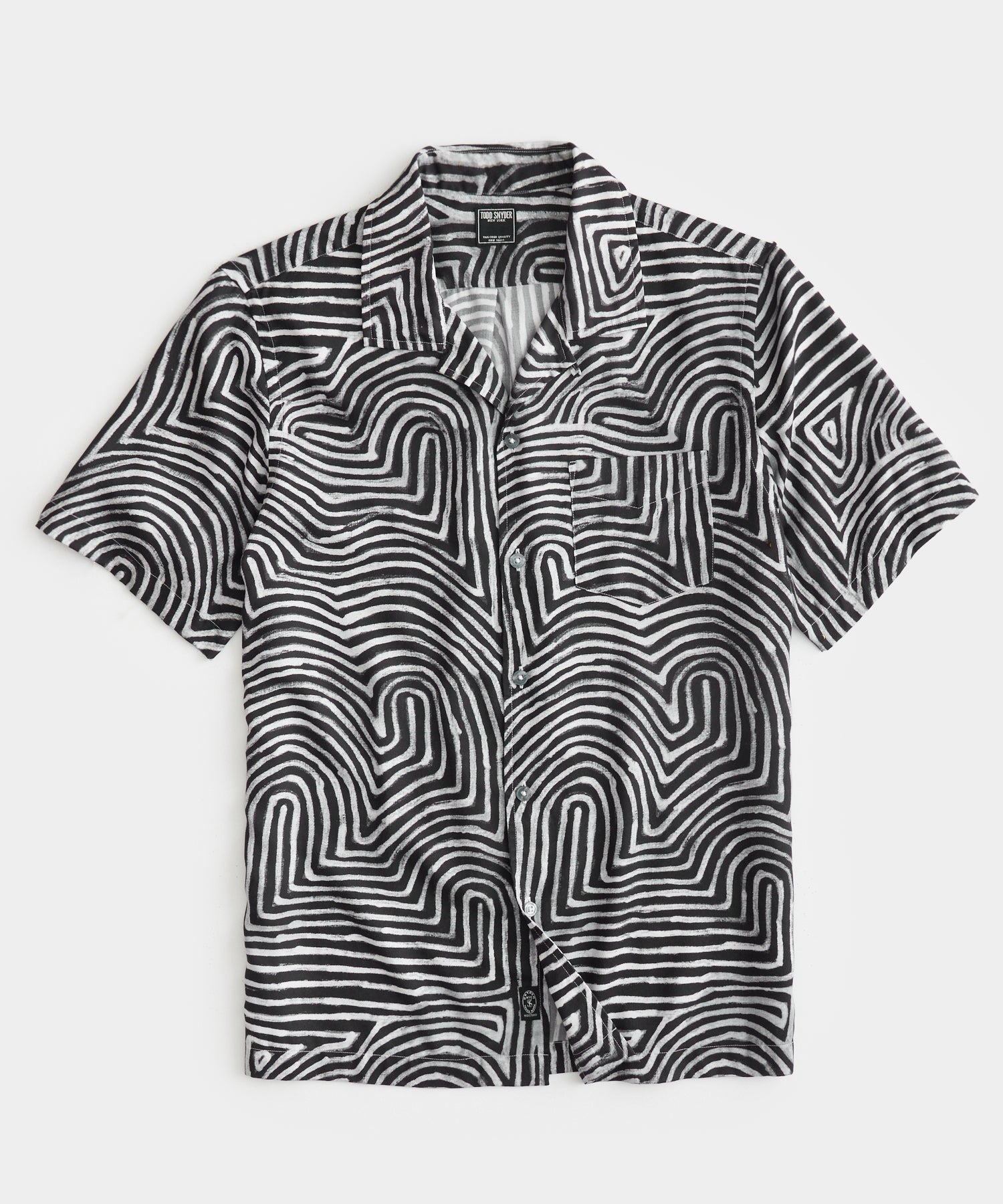 Black White Maze Camp Collar Shirt