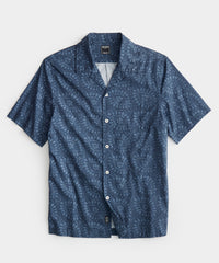 Blue Batik Camp Collar Shirt