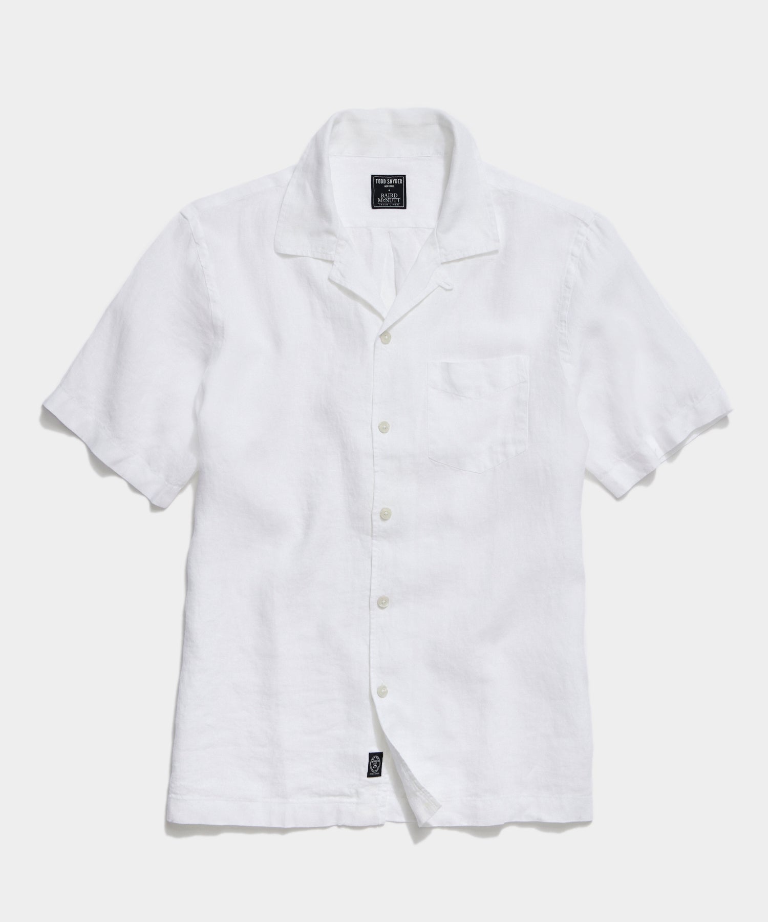 Sea Soft Irish Linen Camp Collar Short Sleeve Shirt in White