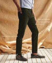 Slim Fit 5-Pocket Italian Corduroy Pant in Ivory