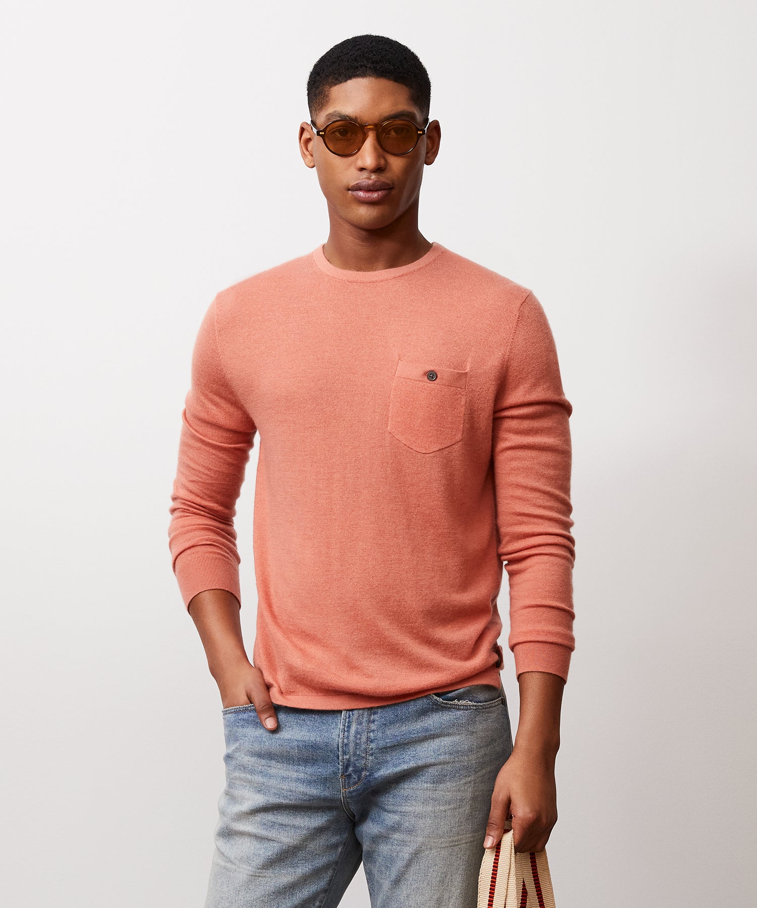 Cashmere Pocket Tee In Tuscan Terracotta