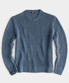 Italian Linen Crewneck Sweater in Steel Blue