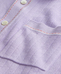 Italian Cotton Silk Tipped Riviera Sweater Polo in Ash Violet