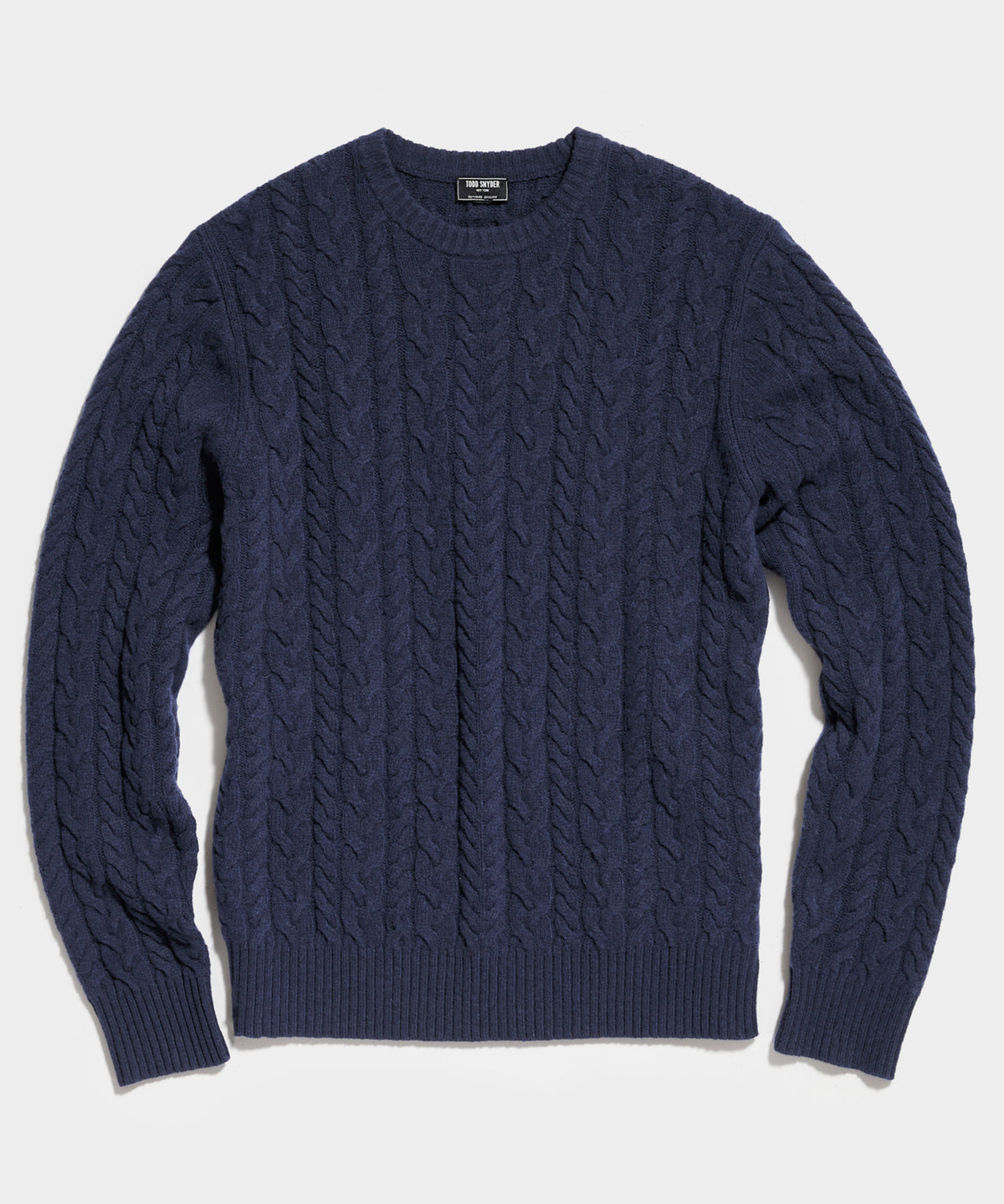 Lambswool Cable Crew in Navy