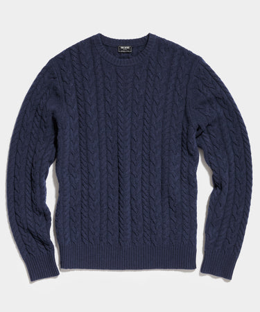 Lambswool Cable Crew in Navy - Todd Snyder