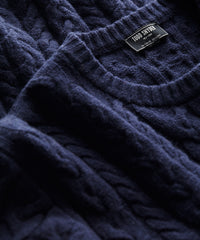 Lambswool Cable Crew in Navy