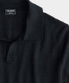 Linen Montauk Sweater Polo in Black