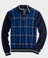 Todd Snyder x FootJoy Cotton-Cashmere Double Knit Plaid Half-Zip In Navy Plaid