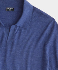 Lightweight Cashmere Montauk Polo in Weathered Blue